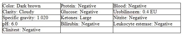 <strong>The following urinalysis results are obtained from a newborn: Based on the information provided,what additional unusual characteristic might be found in this urine?</strong> A) Uric acid crystals B) Renal tubular epithelial cells C) Odor D) Positive Clinitest