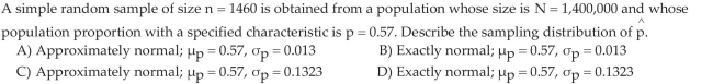 Describe the Sampling Distribution of a Sample Proportion