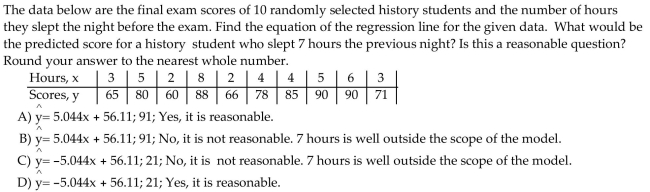 Find the Least-Squares Regression Line and Use the Line to Make Predictions