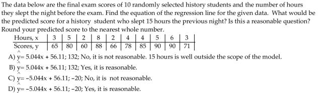 Find the Least-Squares Regression Line and Use the Line to Make Predictions