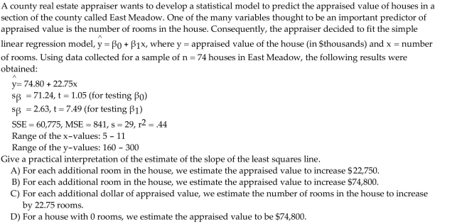 Interpret the Slope and the y-intercept of the Least-Squares Regression Line