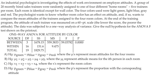 Test a Hypothesis Regarding Three or More Means Using One -Way ANOVA