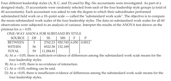 Test a Hypothesis Regarding Three or More Means Using One -Way ANOVA