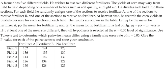 Conduct Analysis of Variance on the Randomized Complete Block Design