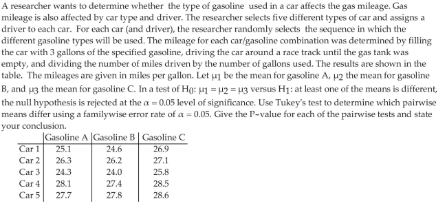Conduct Analysis of Variance on the Randomized Complete Block Design
