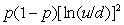 Consider a binomial tree in which the stock moves up by a factor and down by a factor ,respectively with probabilities and .The variance of log-returns per time step is given by the following formula: (a) (b) (c) (d)