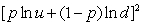 Consider a binomial tree in which the stock moves up by a factor and down by a factor ,respectively with probabilities and .The variance of log-returns per time step is given by the following formula: (a) (b) (c) (d)