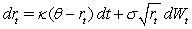 <strong>In the Cox-Ingersoll-Ross (CIR 1985)model,you are given that where , , ,and the current short rate of interest is .What is the expected short rate of interest one year hence?</strong> A)6.6% B)7.2% C)7.6% D)8.2%