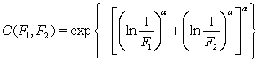 Which of the following is an Archimedean copula over two distribution functions (a) (b) (c) D)None of the above.