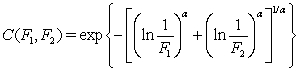 Which of the following is an Archimedean copula over two distribution functions (a) (b) (c) D)None of the above.