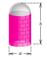 <strong>A large grain silo is to be constructed in the shape of a circular cylinder with a hemisphere attached to the top (see the figure). The diameter of the silo is to be 36 feet, but the height is yet to be determined. Find the height h of the silo that will result in a capacity of 15,876 ft <sup> 3 </sup>. </strong> A) feet B) feet C) feet D) feet E) feet