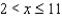 <strong>Express the interval (2, 11) as an inequality in the variable x.</strong> A) B) C) D) E)
