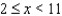 <strong>Express the interval (2, 11) as an inequality in the variable x.</strong> A) B) C) D) E)