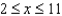 <strong>Express the interval (2, 11) as an inequality in the variable x.</strong> A) B) C) D) E)
