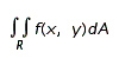 Evaluate the double integral for the given function f(x, y) and the region R. ; R is bounded by and y = x.
