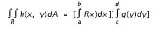 Determine whether the statement is true or false. If it is true, explain why it is true. If it is false, give an example to show why it is false. If h(x, y) = f(x)g(y), where f is continuous on [a, b] and g is continuous on [c, d], then   where  <div style=padding-top: 35px> 