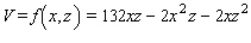 Postal regulations specify that the combined length and girth of a parcel sent by parcel post may not exceed 132 in. Find the dimensions of the rectangular package that would have the greatest possible volume under these regulations. (Hint: Let the dimensions of the box be by by (see the figure below). Then, , and the volume . So that . Maximize .) x = __________ inches y = __________ inches z = __________ inches V = __________ cubic inches
