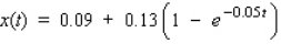 The concentration of a drug in an organ at any time t (in seconds) is given by where x(t) is measured in grams/cubic centimeter . Sketch the graph of x.