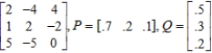 Find the expected payoff E of the game whose payoff matrix and strategies P and Q (for the row and column players, respectively) are given. Give your answer to two decimal places, if necessary. 
