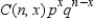 Find to four decimal places for the given values of n, x, and p.