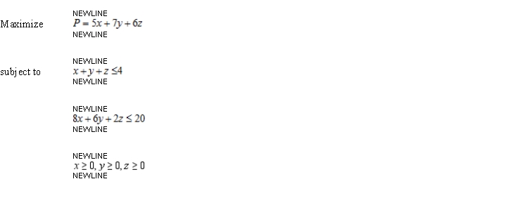 Solve the linear programming problem by the simplex method.