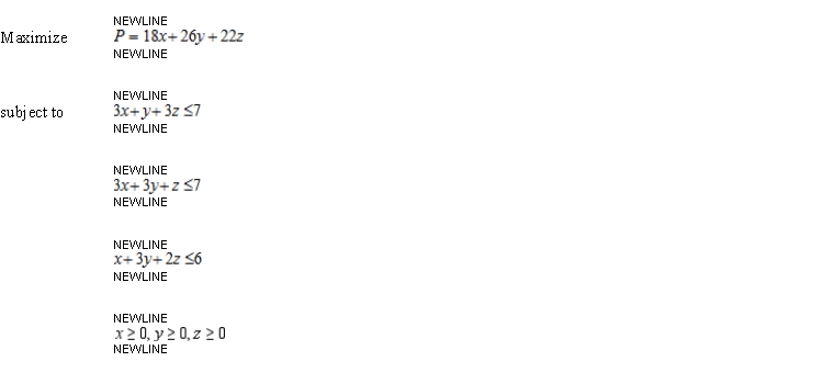 Solve the linear programming problem by the simplex method.