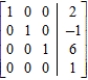 Given that the augmented matrix in row reduced form is equivalent to the augmented matrix of a system of linear equations, find the solution or solutions to the system, if they exist. 
