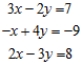 Solve the system of linear equations using the Gauss-Jordan elimination method. 