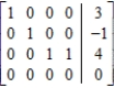Given that the augmented matrix in row reduced form is equivalent to the augmented matrix of a system of linear equations, determine whether the system has a solution. __________ (yes/no) Find the solution or solutions to the system, if they exist. __________ __________ __________ __________
