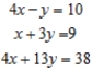 Solve the system of linear equations using the Gauss-Jordan elimination method. If there is no solution, answer none. 
