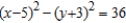<strong>Find an equation of the circle that satisfies the given conditions. Radius 6 and center (3, - 5)</strong> A) B) C) D)