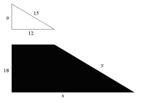 Find the value x so that the shaded figure is a gnomon to the white triangle.