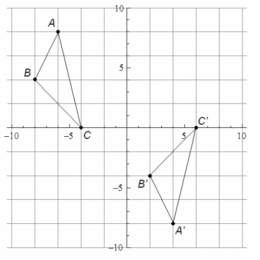 <strong>Consider the diagram shown below. Triangle ABC has been mapped to triangle A'B'C' using a single rigid motion. What type of rigid motion was done to complete this mapping?</strong> A) Reflection B) Rotation C) Translation D) Glide Reflection E) None of the above.