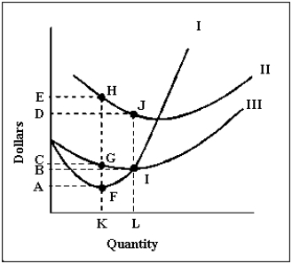 Exhibit 8-5 -Refer to Exhibit 8-5.The curve marked II is the firm's