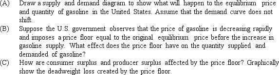 Suppose increased oil imports raise the total supply of gasoline in the United States.
