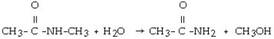 <strong>Which of the following is the reaction for the acid hydrolysis of N-methylacetamide?</strong> A) B) C) D) E)