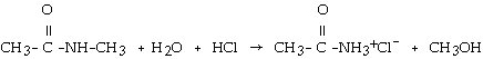 <strong>Which of the following is the reaction for the acid hydrolysis of N-methylacetamide?</strong> A) B) C) D) E)