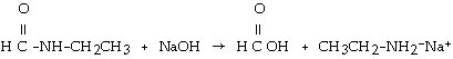<strong>Which of the following is the reaction for the base hydrolysis of N-ethylformamide?</strong> A) B) C) D) E)