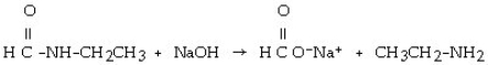 <strong>Which of the following is the reaction for the base hydrolysis of N-ethylformamide?</strong> A) B) C) D) E)