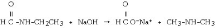 <strong>Which of the following is the reaction for the base hydrolysis of N-ethylformamide?</strong> A) B) C) D) E)