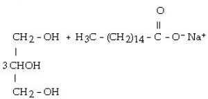 <strong>Palmitic acid is a 16 carbon acid. In a balanced equation, the products of the saponification of glyceryl tripalmitate (tripalmitin) are</strong> A) B) C) D) E)