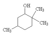 <strong>Which of the following is the IUPAC name for the compound below? </strong> A) 1,1,4-trimethyl-6-cyclohexanol B) 1,1,4-trimethyl-2-cyclohexanol C) 2,2,5-trimethylcyclohexanol D) 2,2,5-trimethylphenol E) 2-ethyl-5-methylcyclohexanol