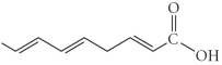 <strong>Which of the following fatty acids is most likely to be a liquid at room temperature?</strong> A) B) C) D) E)