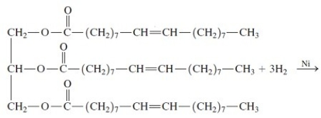 <strong>The products of this reaction is </strong> A)glyceryl trioleate B)glyceryl trisrearate C)glyceryl tripalmitate D)fat. E)glyceryl tricaprate.