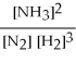 <strong>The equation for the formation of ammonia from nitrogen and hydrogen is shown below. What is the form of the equilibrium constant? 3H2(g) + N2(g) ⇌ 2NH₃(g)</strong> A) B) C) D) E)