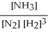 <strong>The equation for the formation of ammonia from nitrogen and hydrogen is shown below. What is the form of the equilibrium constant? 3H2(g) + N2(g) ⇌ 2NH₃(g)</strong> A) B) C) D) E)