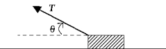 <strong>A block of mass m is pulled in the direction shown in the figure across a rough surface at a constant velocity.The magnitude of the frictional force is </strong> A)µ<sub>k</sub>mg B)µ<sub>k</sub>T cos \theta C)µ<sub>k</sub>(T - mg) D)µ<sub>k</sub>T sin \theta E)µ<sub>k</sub>(mg - T sin \theta )
