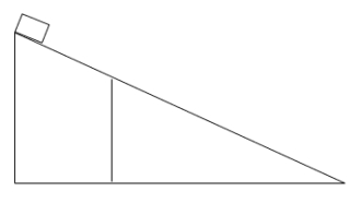 <strong>A 2-kg block sits on an incline where the top part of the incline has a coefficient of kinetic friction ( \mu <sub>k</sub>)of 0.70.The bottom section of the plane has \mu <sub>k</sub> = 0.95.The angle of inclination is 40 degrees.The block is released and travels 10 m along the initial part of the incline and then enters the lower section.Calculate how far the block travels along the second section before it is brought to a stop. </strong> A)2.7 m B)21 m C)23 m D)13 m E)260 m