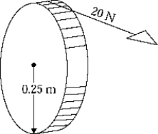 <strong>A thin,massless string is wrapped around a 0.25m radius grindstone supported by bearings that produce negligible frictional torque.A steady tension of 20 N in the string causes the grindstone to move from rest to a speed of 60 rad/s in 12s.The moment of inertia of the grindstone is </strong> A)1.0 kg · m<sup>2 </sup> B)2.0 kg · m<sup>2 </sup> C)3.0 kg · m<sup>2 </sup> D)4.0 kg · m<sup>2 </sup> E)5.0 kg · m<sup>2 </sup>