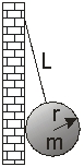 A ball of radius r and mass m is hung using a light string of length L from a frictionless vertical wall.The normal force on the ball due to the wall is